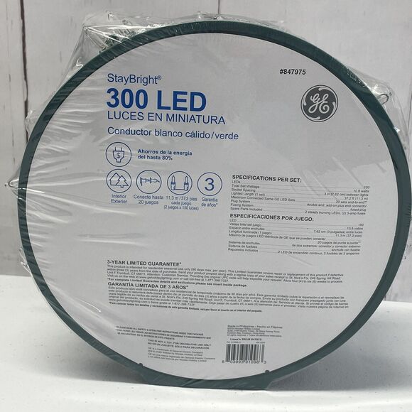 GE StayBright 300-Count 74.5-ft Warm White LED Miniature Christmas String Lights - Picture 2 of 6